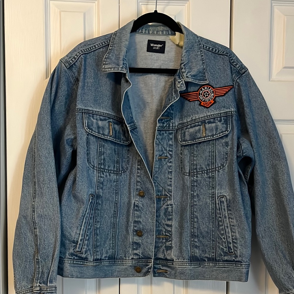 Vintage Wrangler Harley Davidson Blue Denim Jacket